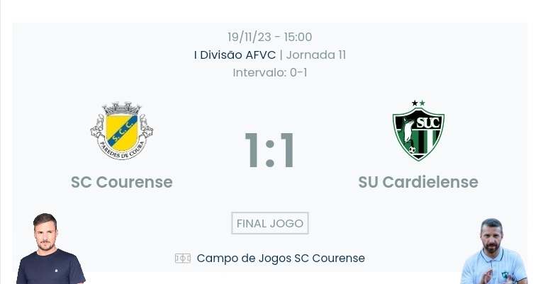Futebol AF Viana do Castelo / Declarações finais  Courense 1-1 Cardielense